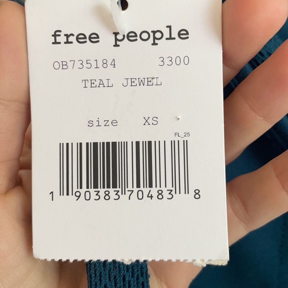 Free People Teal Lace-Sleeve Mini Dress - Picture 8 of 8
